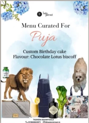 Taste Retreat birthday menu card